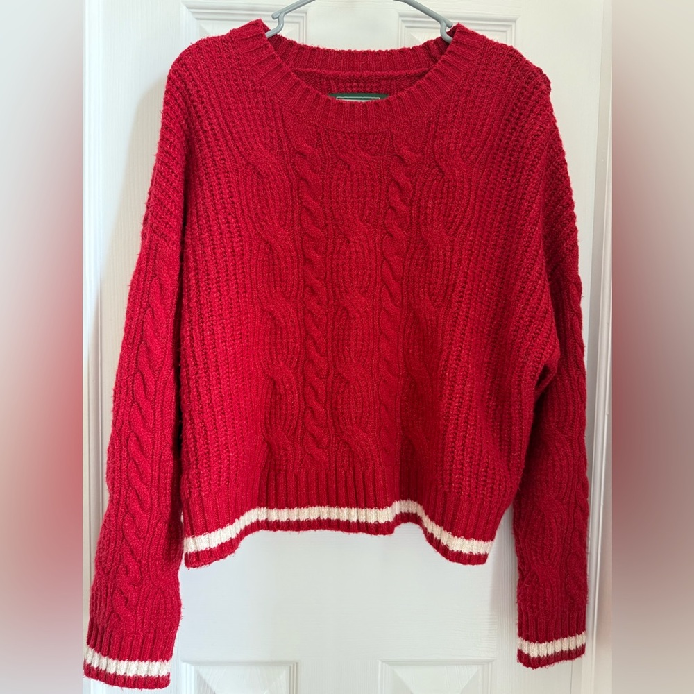 American Eagle Outfitters Cherry Red Cable Sweater